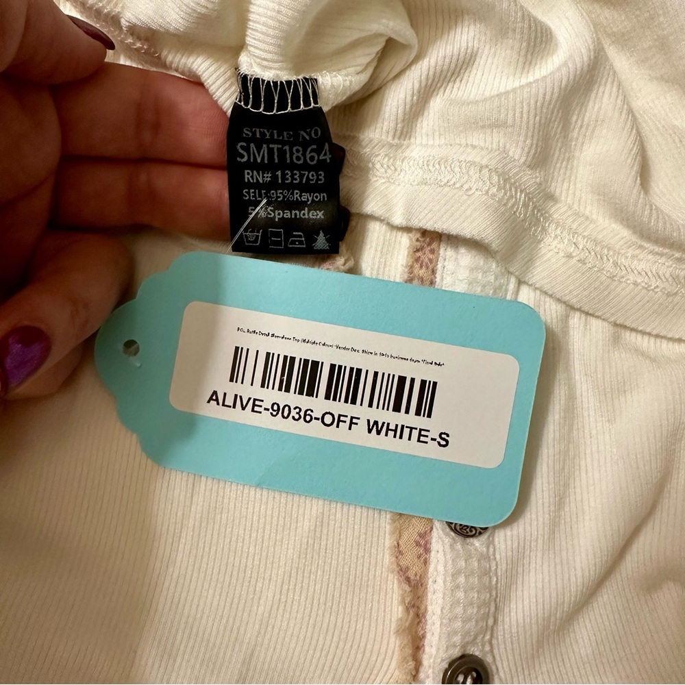 POL Cream Ribbed Buttoned Tank Top - Picture 5 of 5